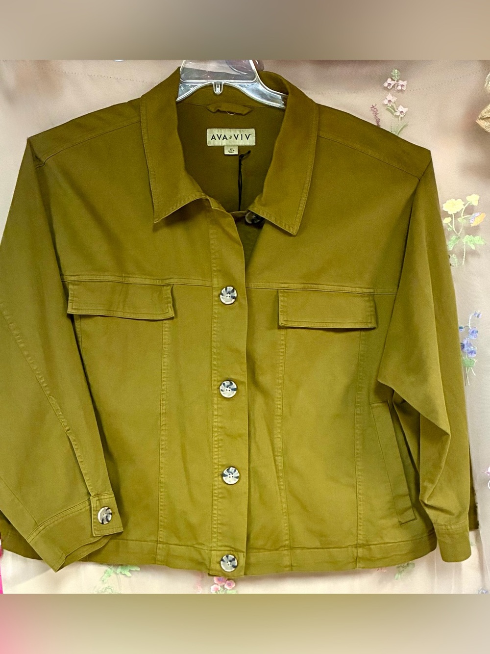 Ava & Viv Target Olive Green Utility Jacket Cinched Waist Plus Size 4X
